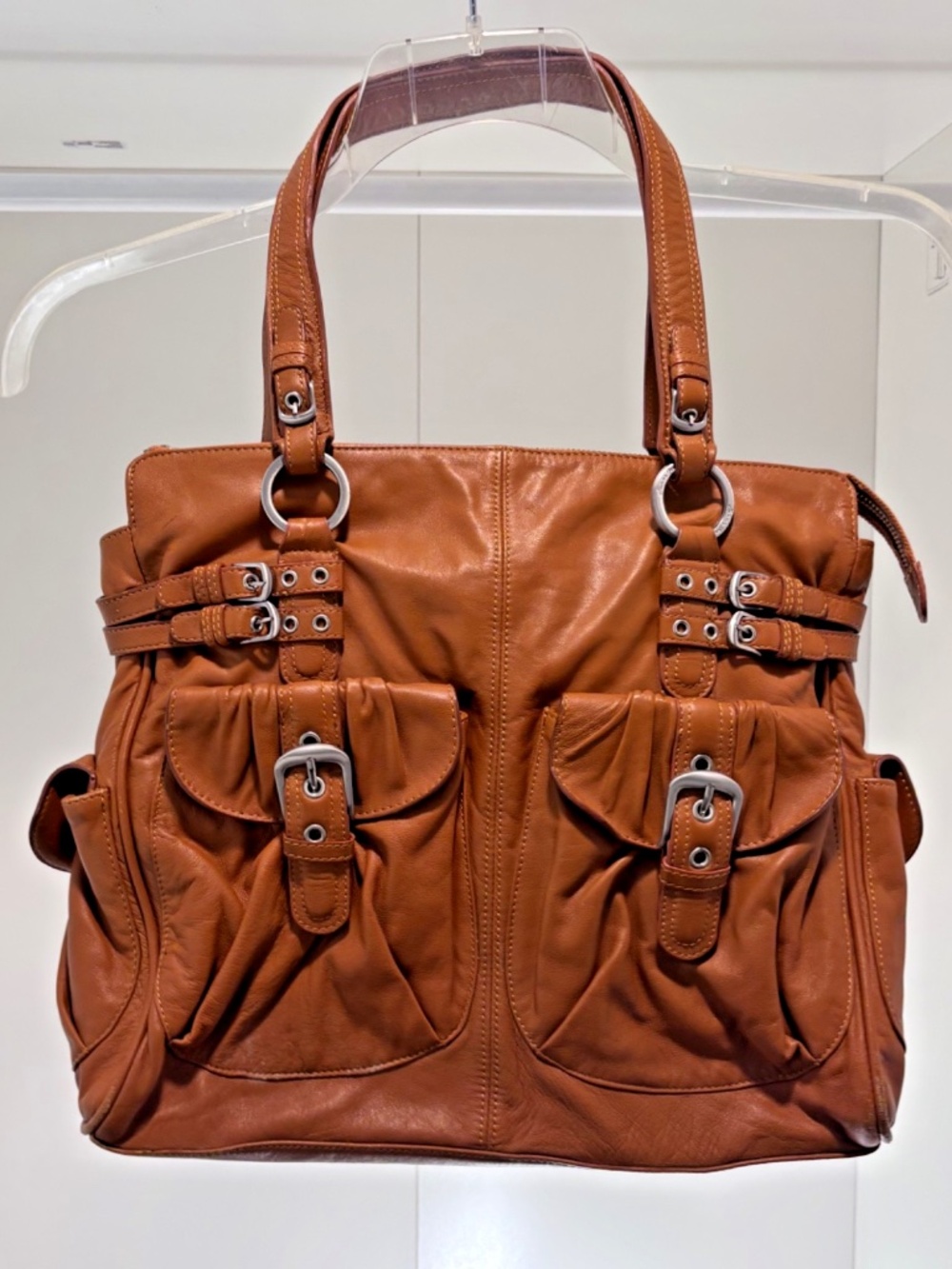 Junior Drake Leather Hobo Bag Purse warm brown Handbag Y2K bag lined women's
